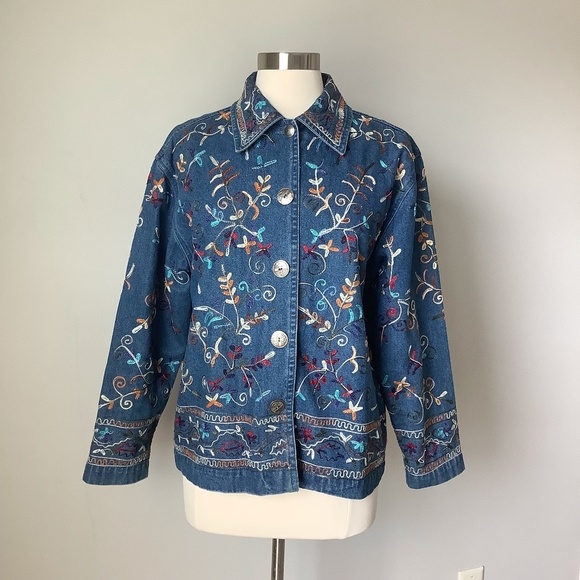 Vintage Embroidered Denim Jeans Jacket - Picture 8 of 16